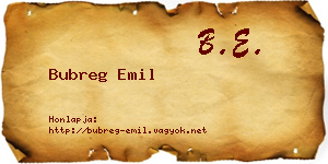 Bubreg Emil névjegykártya